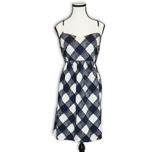 Motherhood Blue and White Midi Sundress with Sweetheart Neckline - Picture 2 of 4